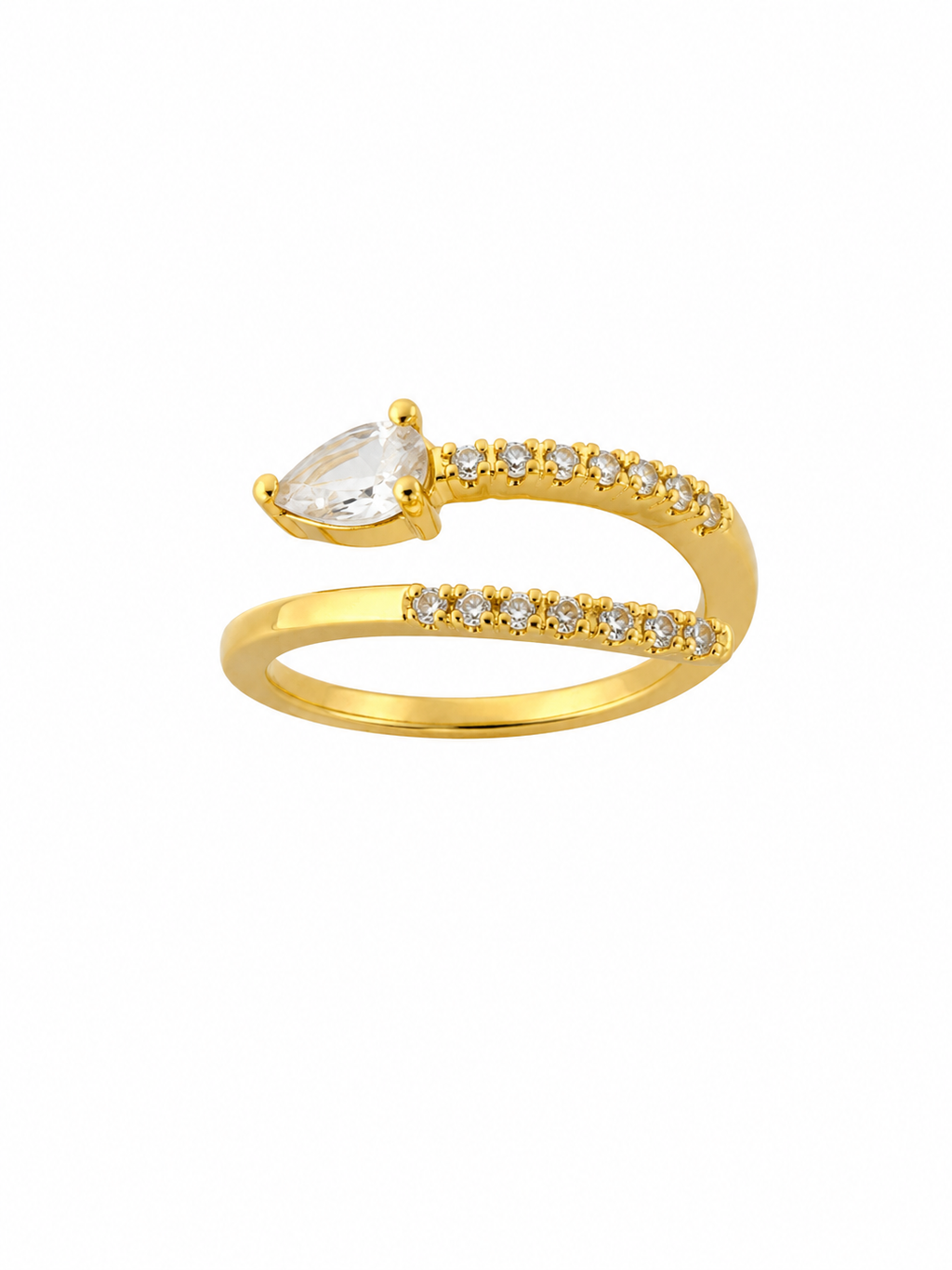 Anillo Gota de Luz dorado baño oro 18K Alenza