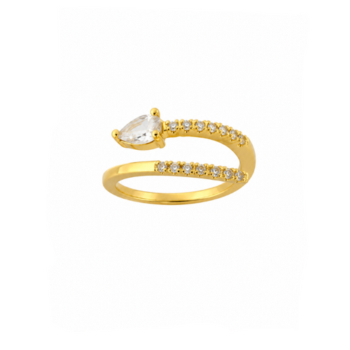 Anillo Gota de Luz dorado baño oro 18K Alenza