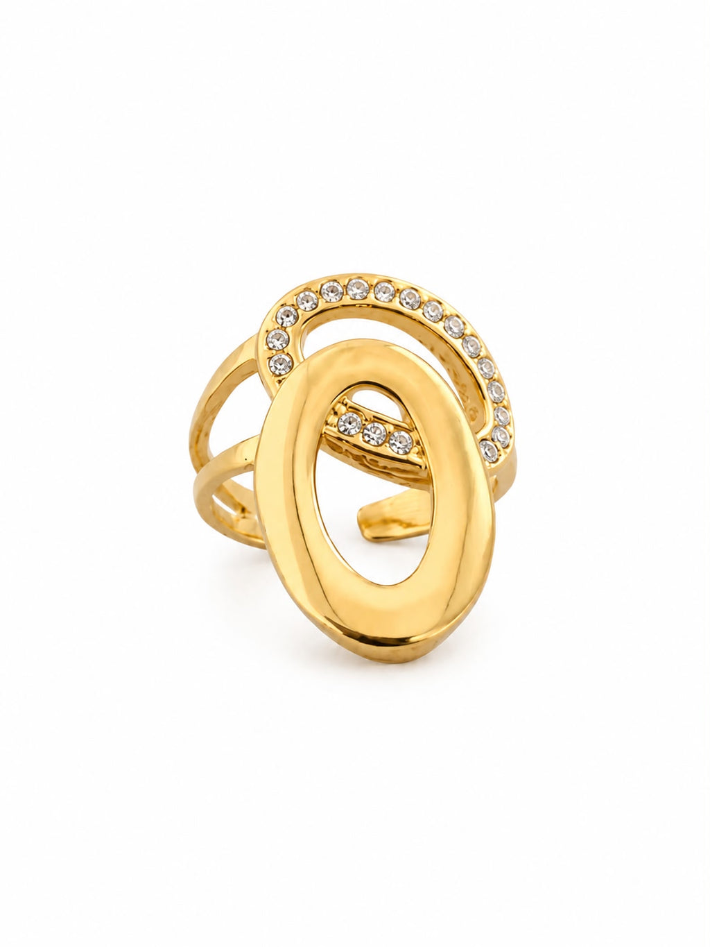 Anillo Doble Óvalo dorado baño oro 18K Alenza