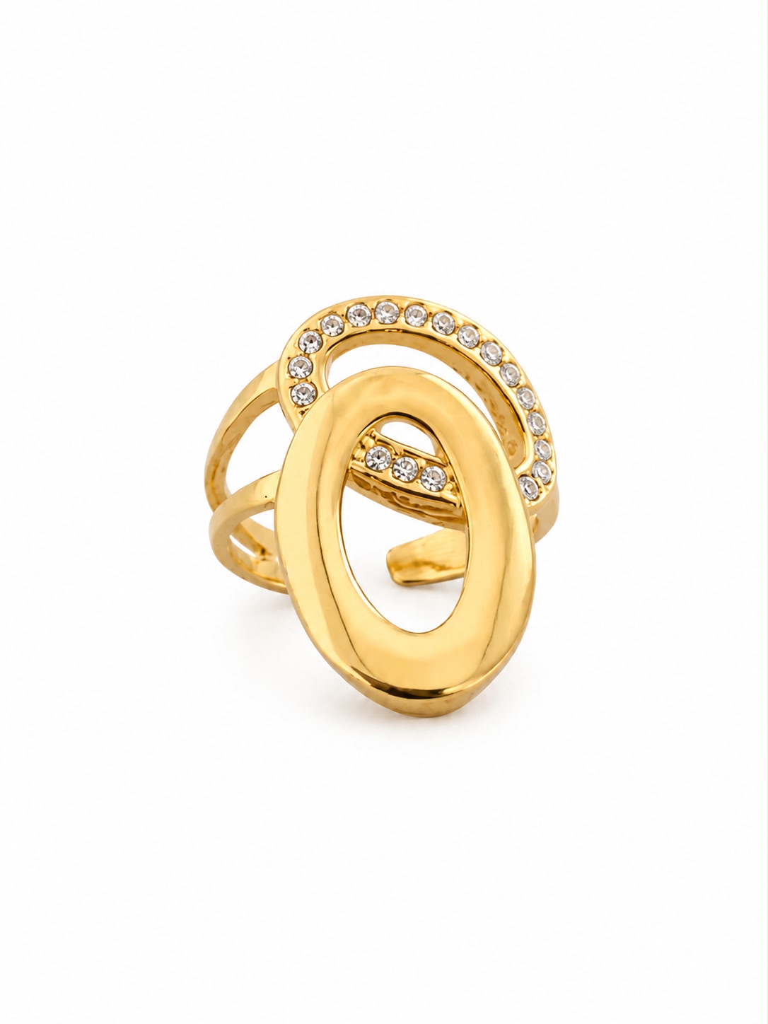 Anillo Doble Óvalo dorado baño oro 18K Alenza