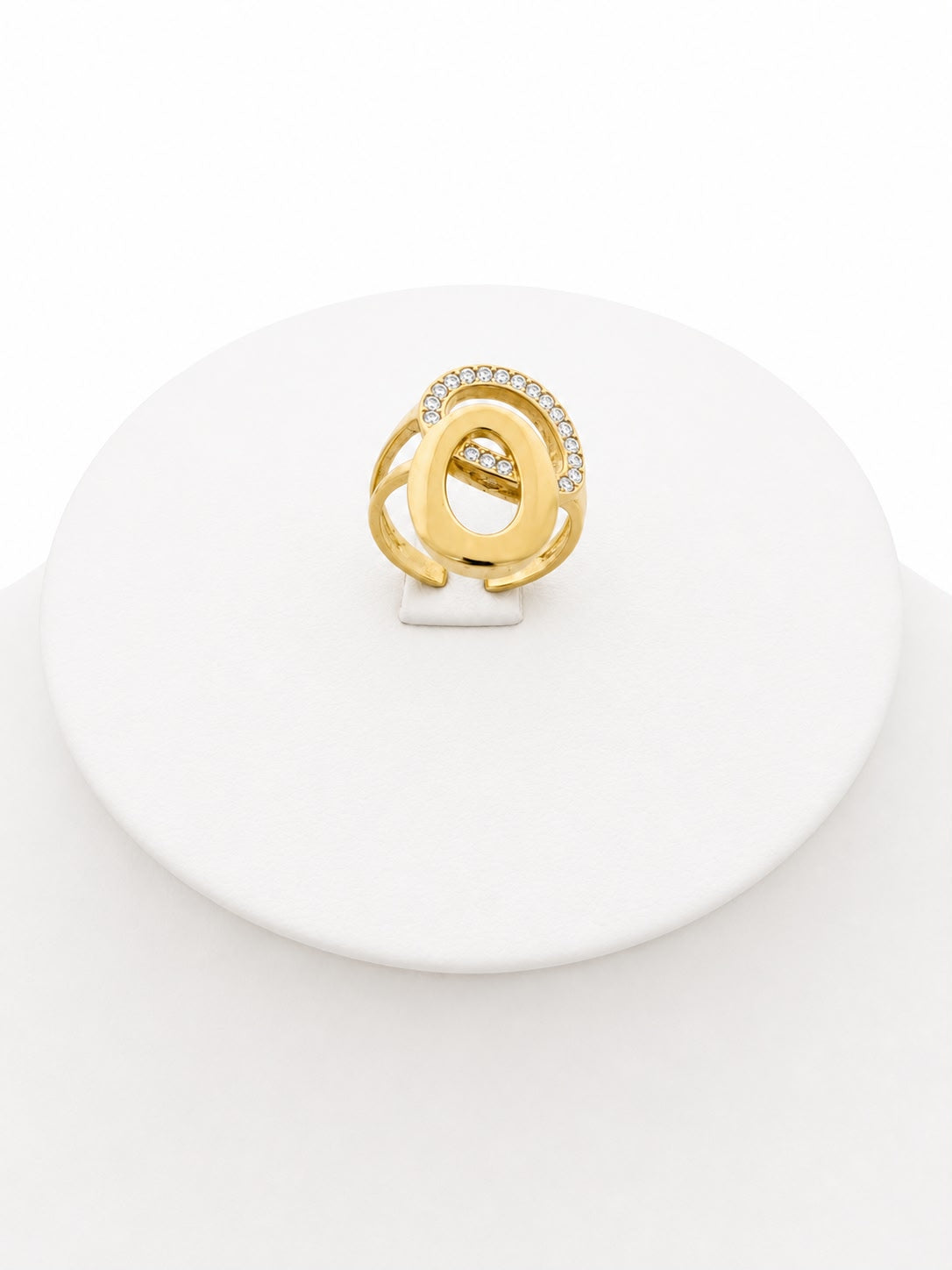 Anillo Ajustable Doble Óvalo con Baño de Oro 18K