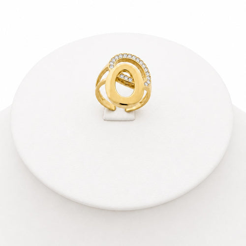 Anillo Ajustable Doble Óvalo con Baño de Oro 18K.