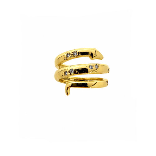 Anillo Triple Línea dorado baño oro 18K Alenza