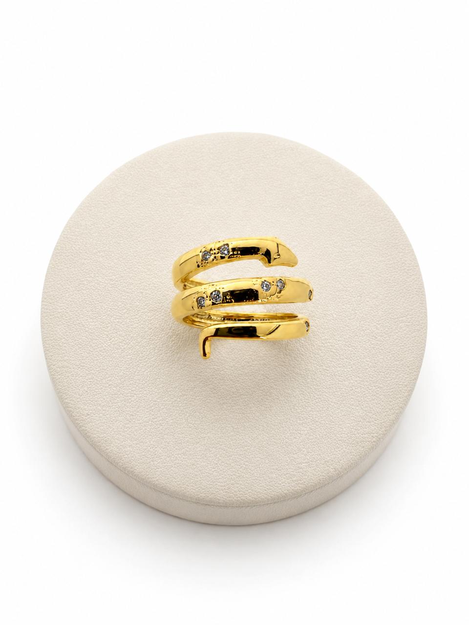 Anillo Ajustable Triple Línea con Baño de Oro 18K