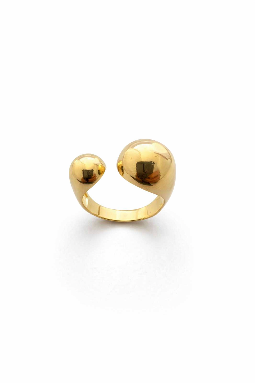 Anillo Doble Esfera dorado baño oro 18K Alenza