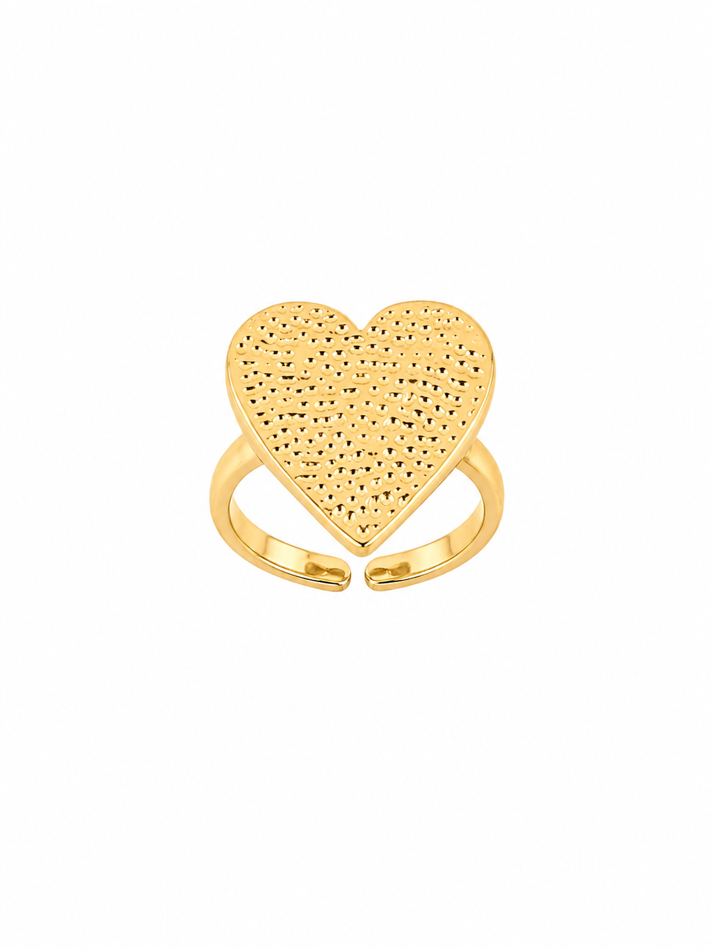 Anillo Corazón Texturizado dorado baño oro 18K Alenza