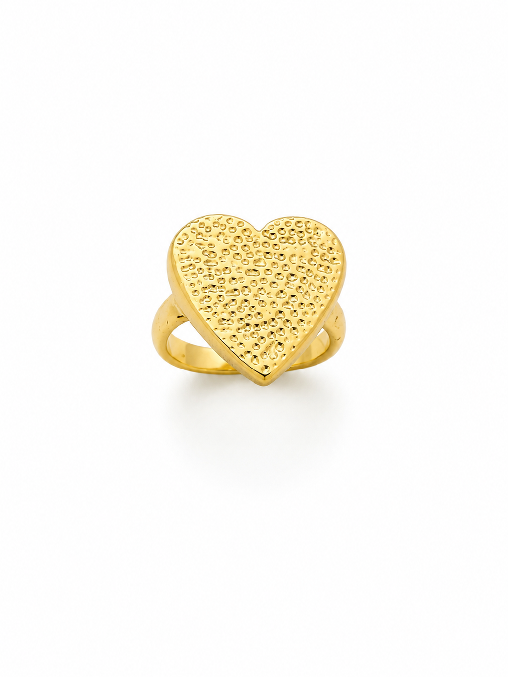 Anillo Ajustable Corazón Texturizado con Baño de Oro 18K