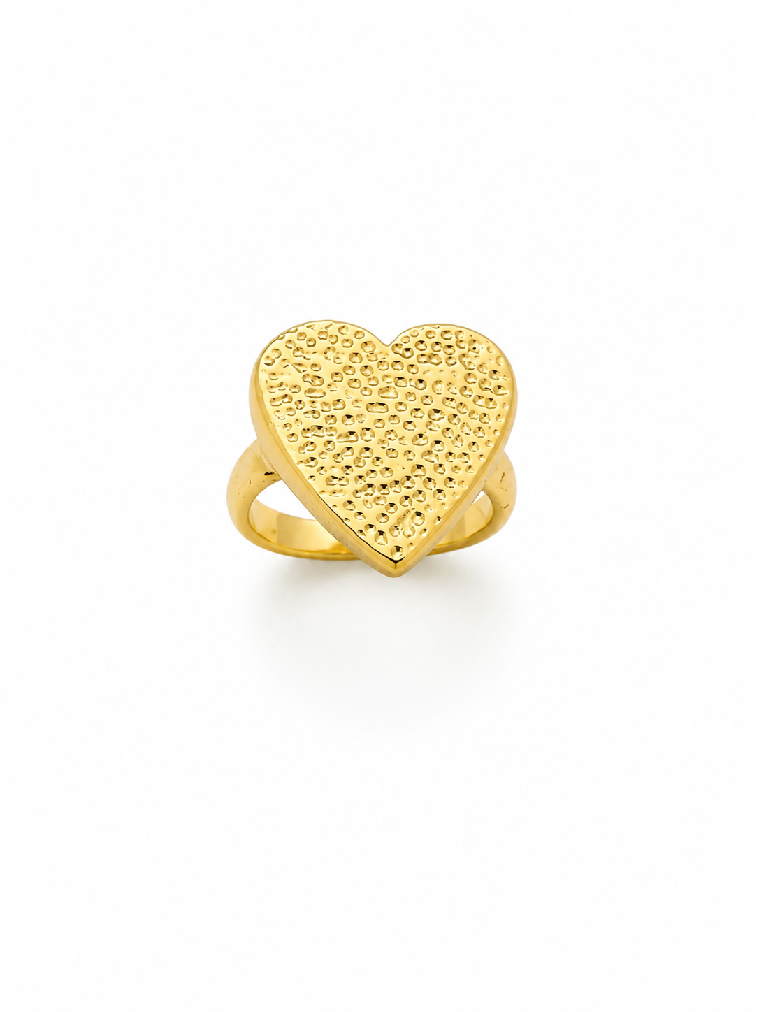 Anillo Ajustable Corazón Texturizado con Baño de Oro 18K