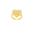 Anillo Ajustable Corazón Texturizado con Baño de Oro 18K.