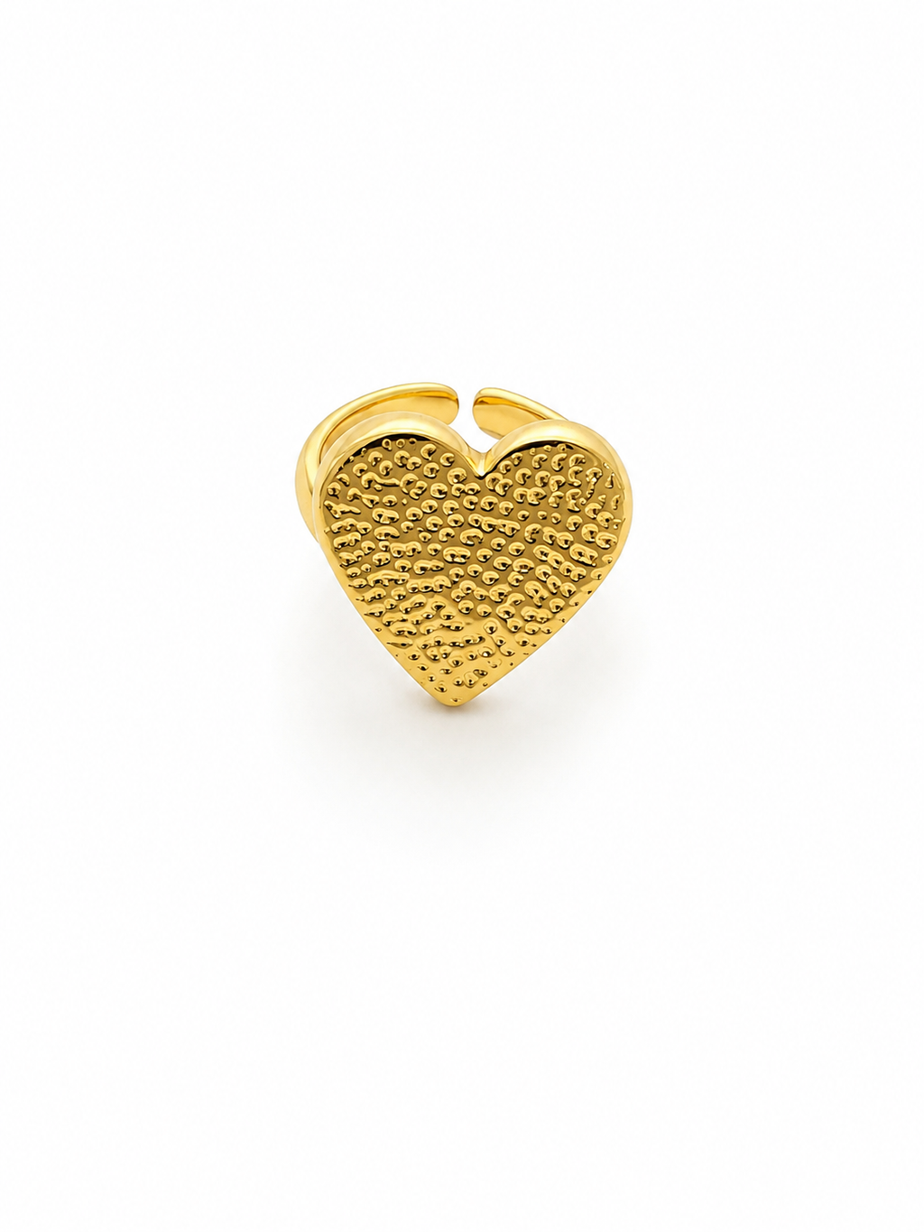 Anillo Ajustable Corazón Texturizado con Baño de Oro 18K