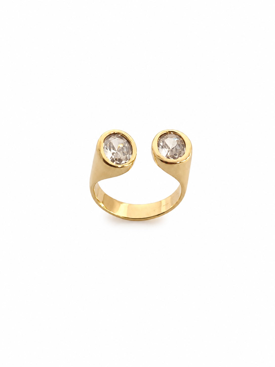 Anillo Doble Cristal dorado baño oro 18K Alenza