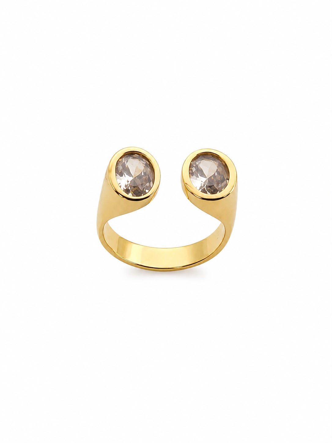 Anillo Doble Cristal con Baño de Oro 18K