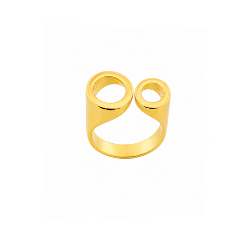 Anillo Geometría Moderna dorado baño oro 18K Alenza