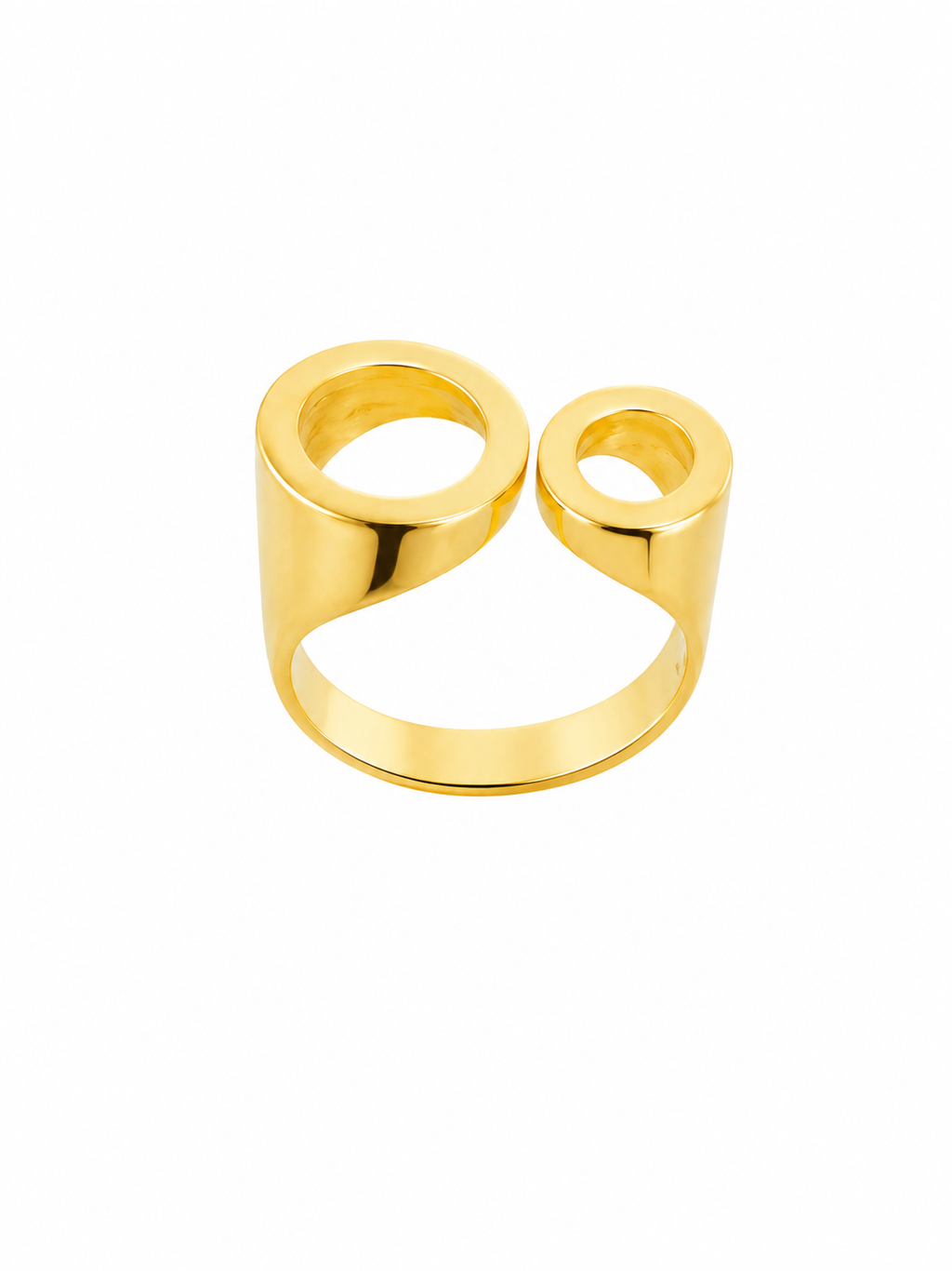 Anillo Ajustable Geometría Moderna con Baño de Oro 18K