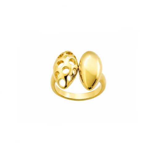 Anillo Dual Orgánico dorado baño oro 18K Alenza