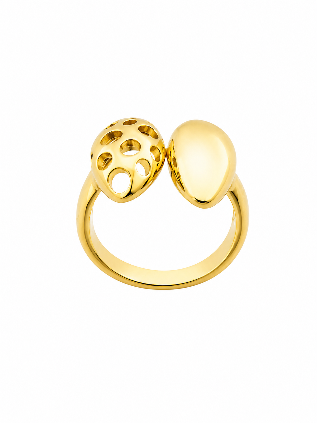 Anillo Ajustable Dual Orgánico con Baño de Oro 18K