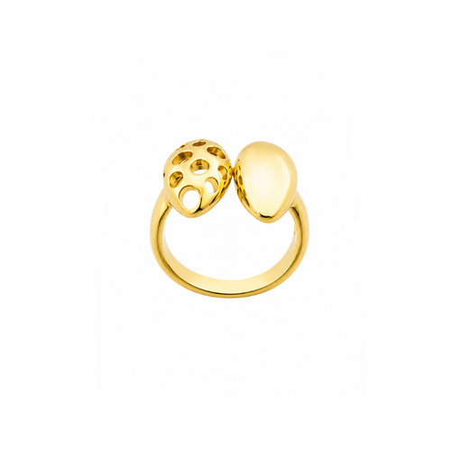 Anillo Ajustable Dual Orgánico con Baño de Oro 18K.