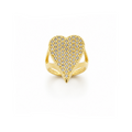 Anillo Corazón Brillante con Baño de Oro 18K.