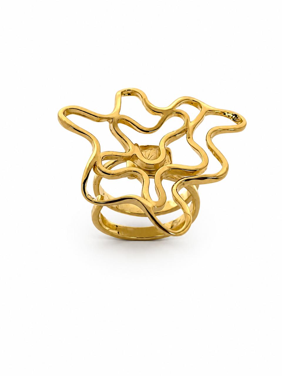 Anillo Orgánico dorado baño oro 18K Alenza