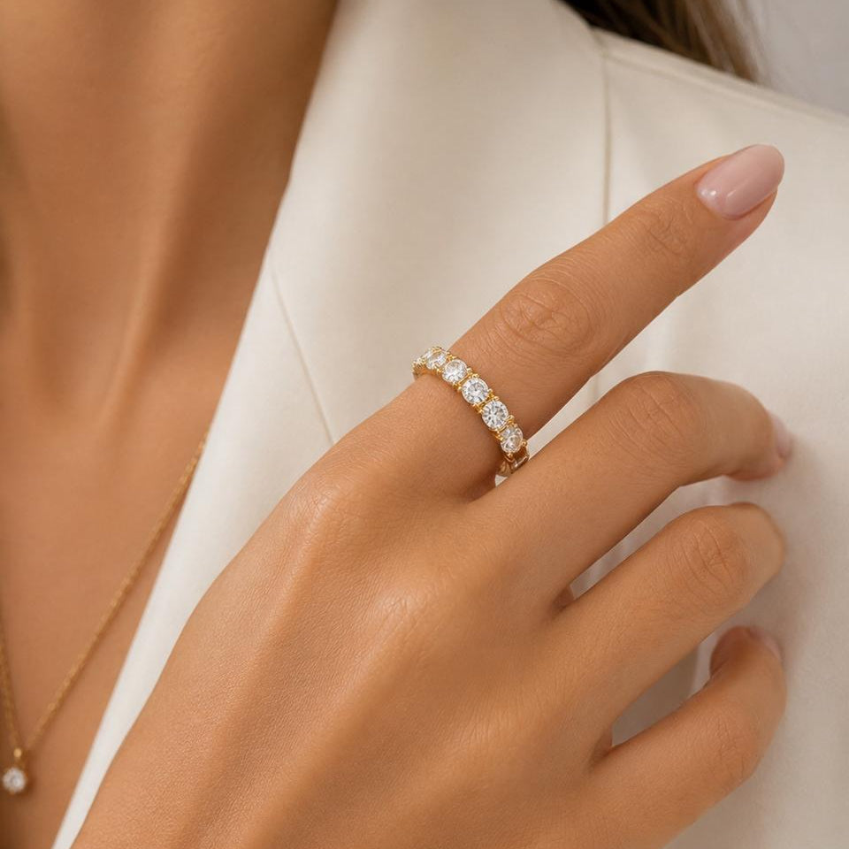 Anillo Línea de Luz con Baño de Oro 18K.