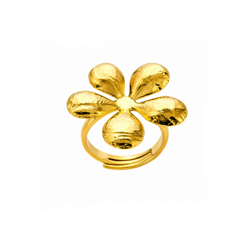 Anillo solitario minimal dorado con baño de oro 18K Alenza