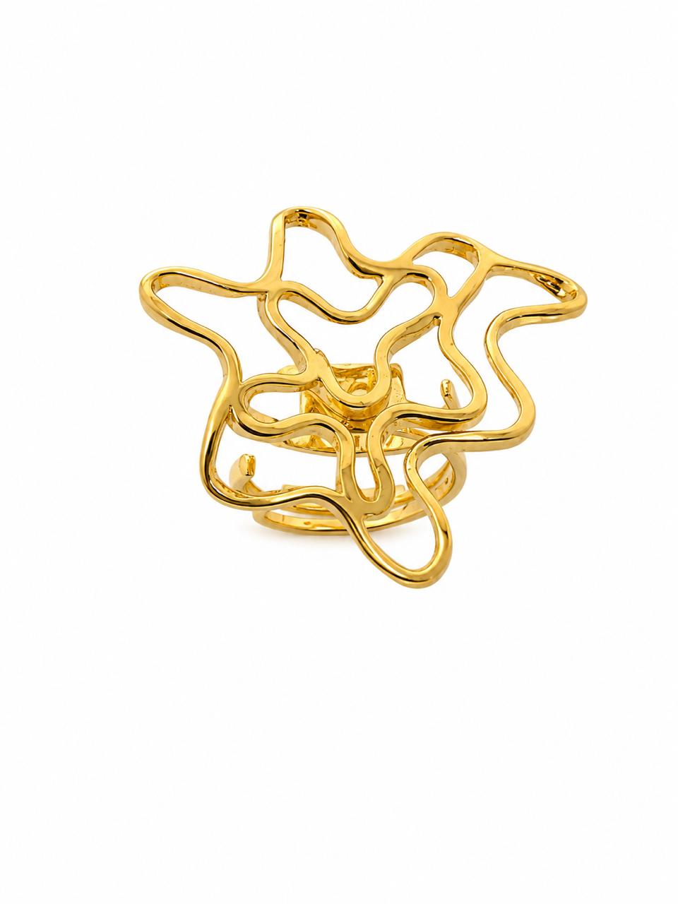 Anillo Ajustable Flor con Baño de Oro 18K
