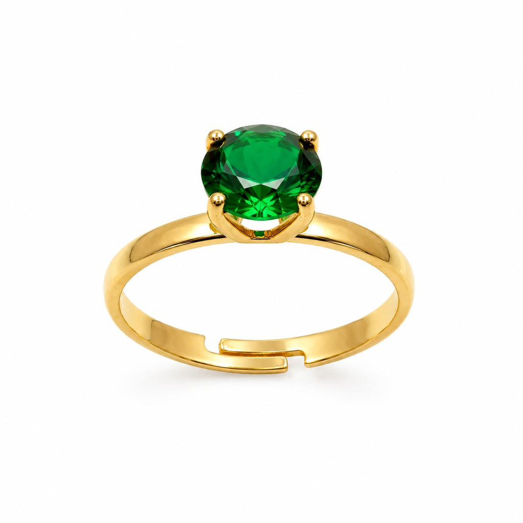 Anillo Ajustable Solitario Brillante con Baño de Oro 18K