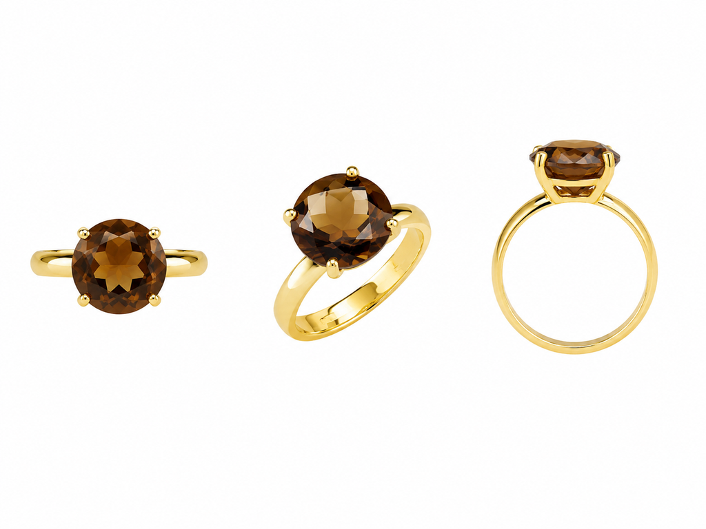 Anillo Ajustable Solitario Brillante con Baño de Oro 18K