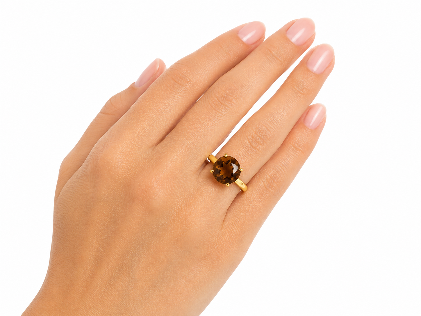 Anillo Ajustable Solitario Brillante con Baño de Oro 18K