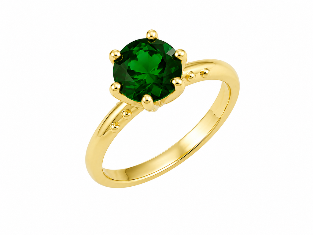 Anillo baguette verde ajustable con baño de oro 18K Alenza