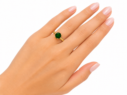 Anillo Ajustable Baguette Jade  con Baño de Oro 18K