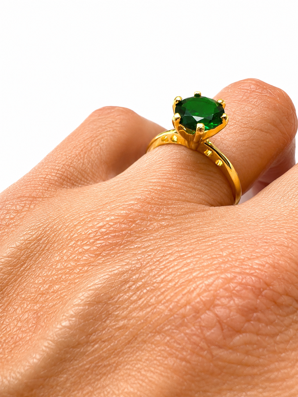Anillo Ajustable Baguette Jade  con Baño de Oro 18K