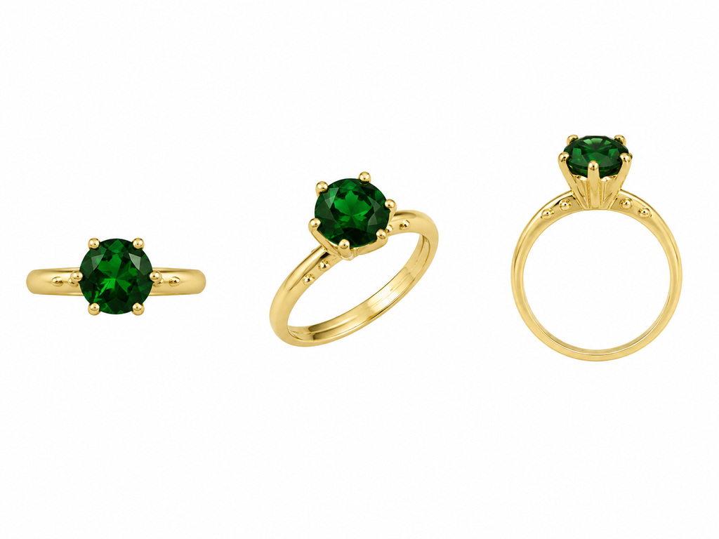 Anillo Ajustable Baguette Jade  con Baño de Oro 18K