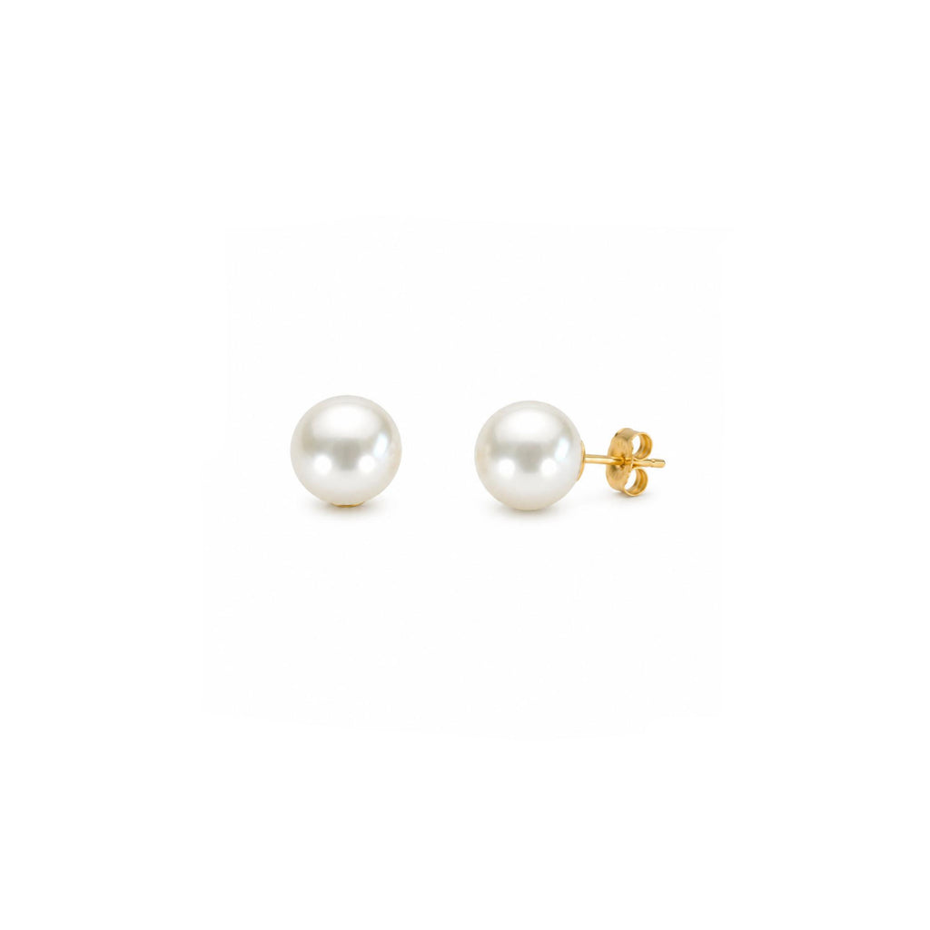Aros Perla Clásica con Baño de Oro 18K.