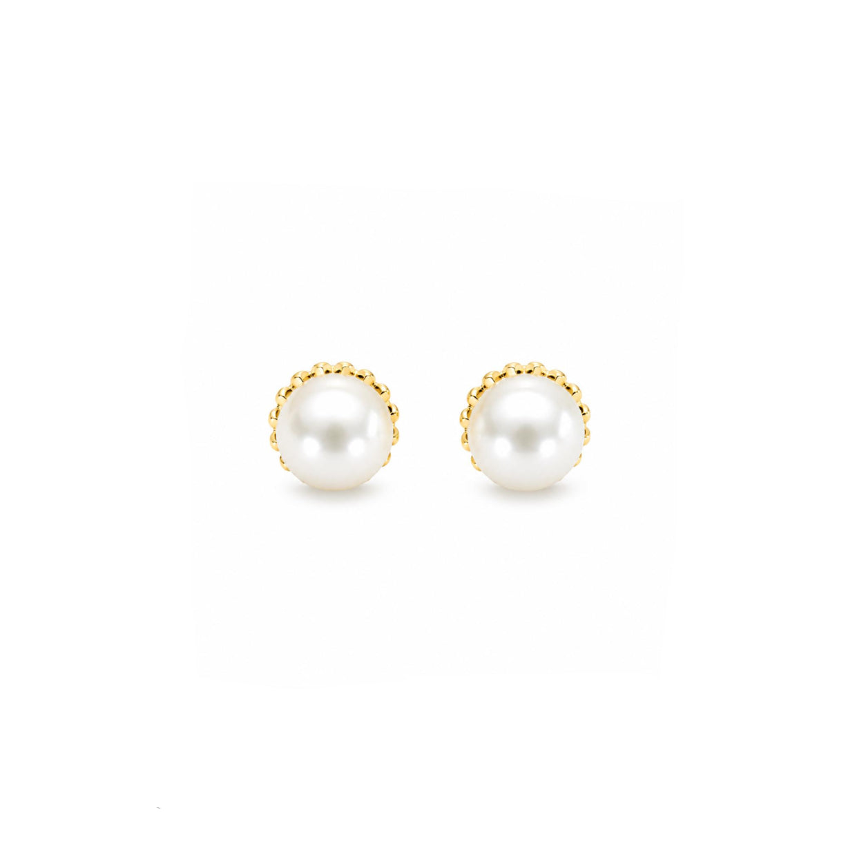 Aros Perla Clásica Dorada con Baño de Oro 18K.