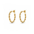 Aros Argolla Trenzada Dorada con Baño de Oro 18K.