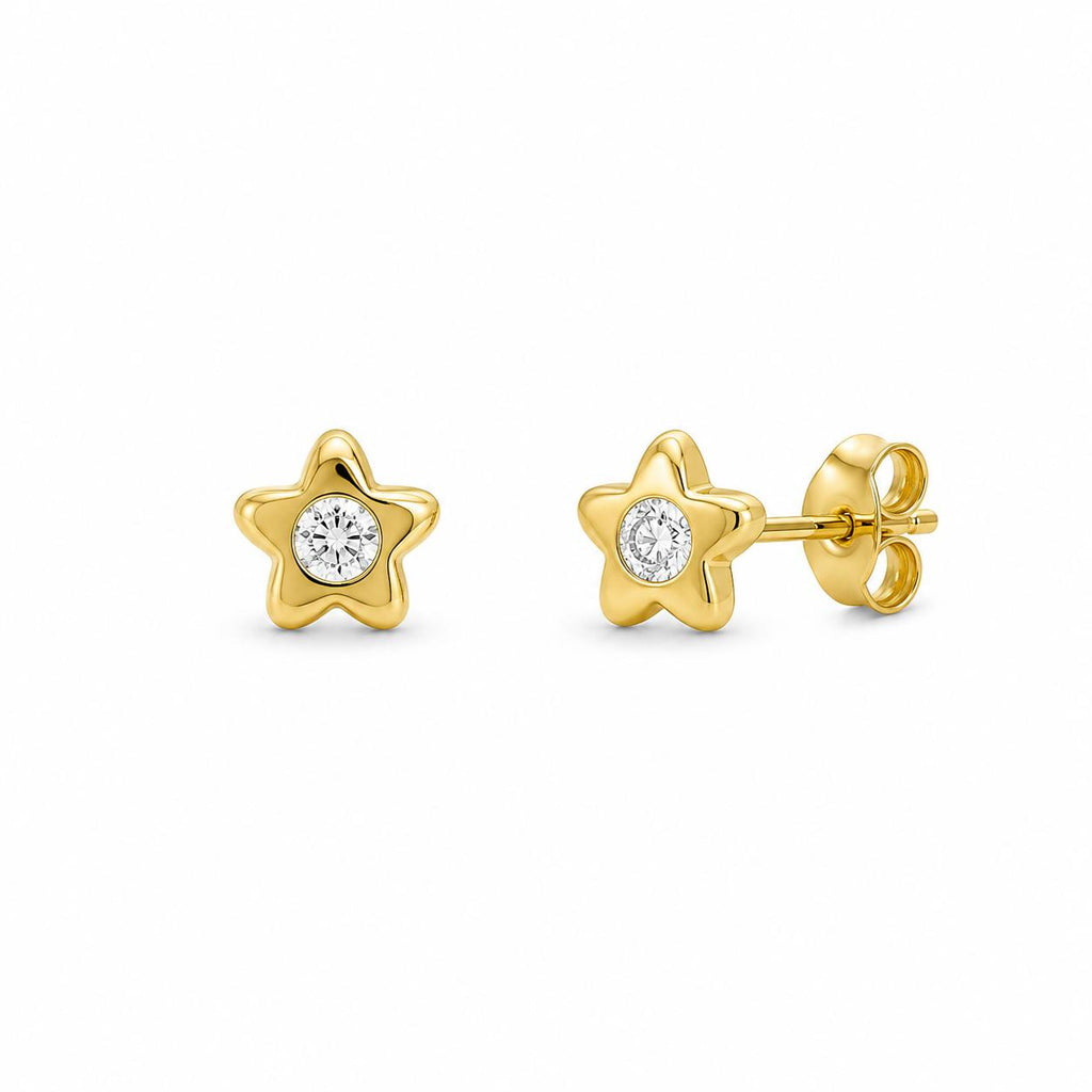 Mini Aros Shine – Estrella y Gota con Baño de Oro 18K.