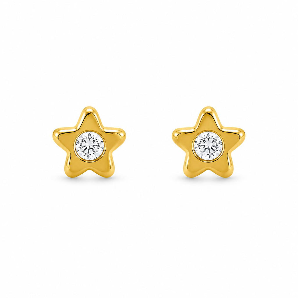 Mini Aros Shine – Estrella y Gota con Baño de Oro 18K.