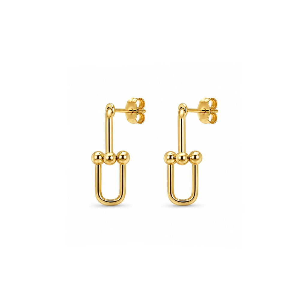 Aros Geométricos Dorados con Baño de Oro 18K.