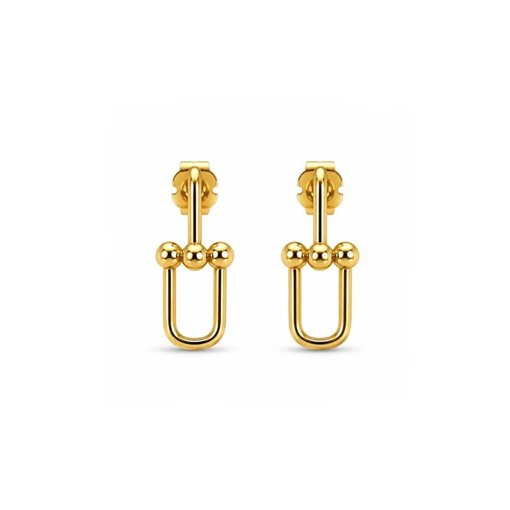Aros Geométricos Dorados con Baño de Oro 18K.