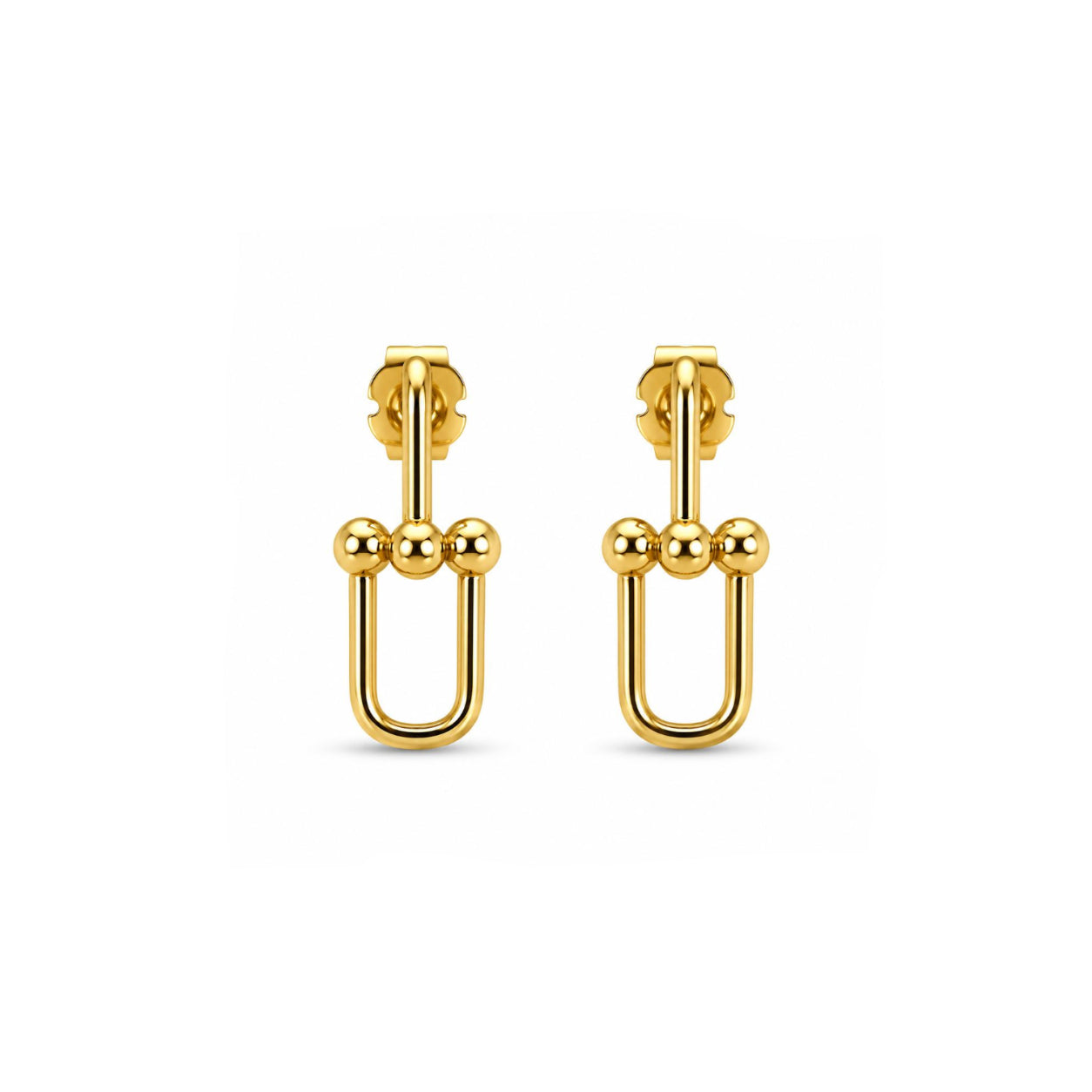 Aros Geométricos Dorados con Baño de Oro 18K.