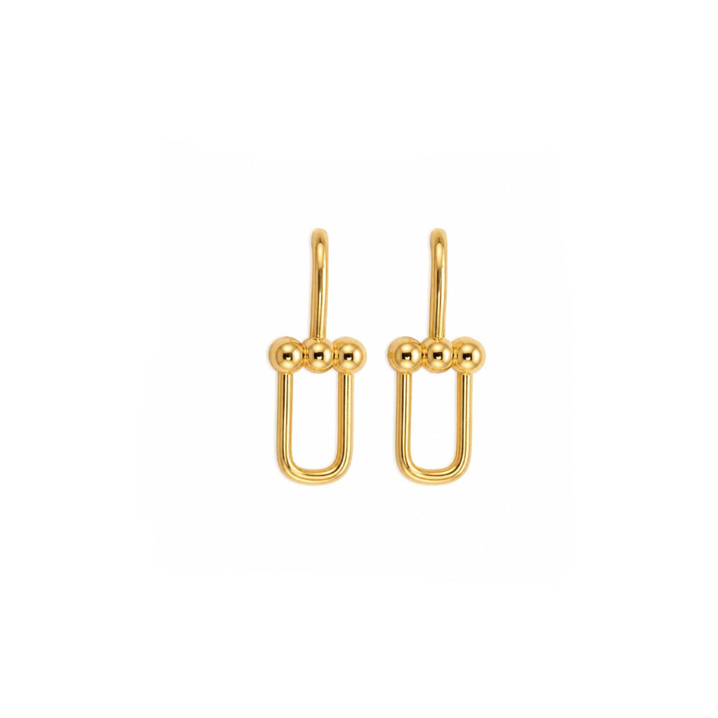 Aros Geométricos Dorados con Baño de Oro 18K.