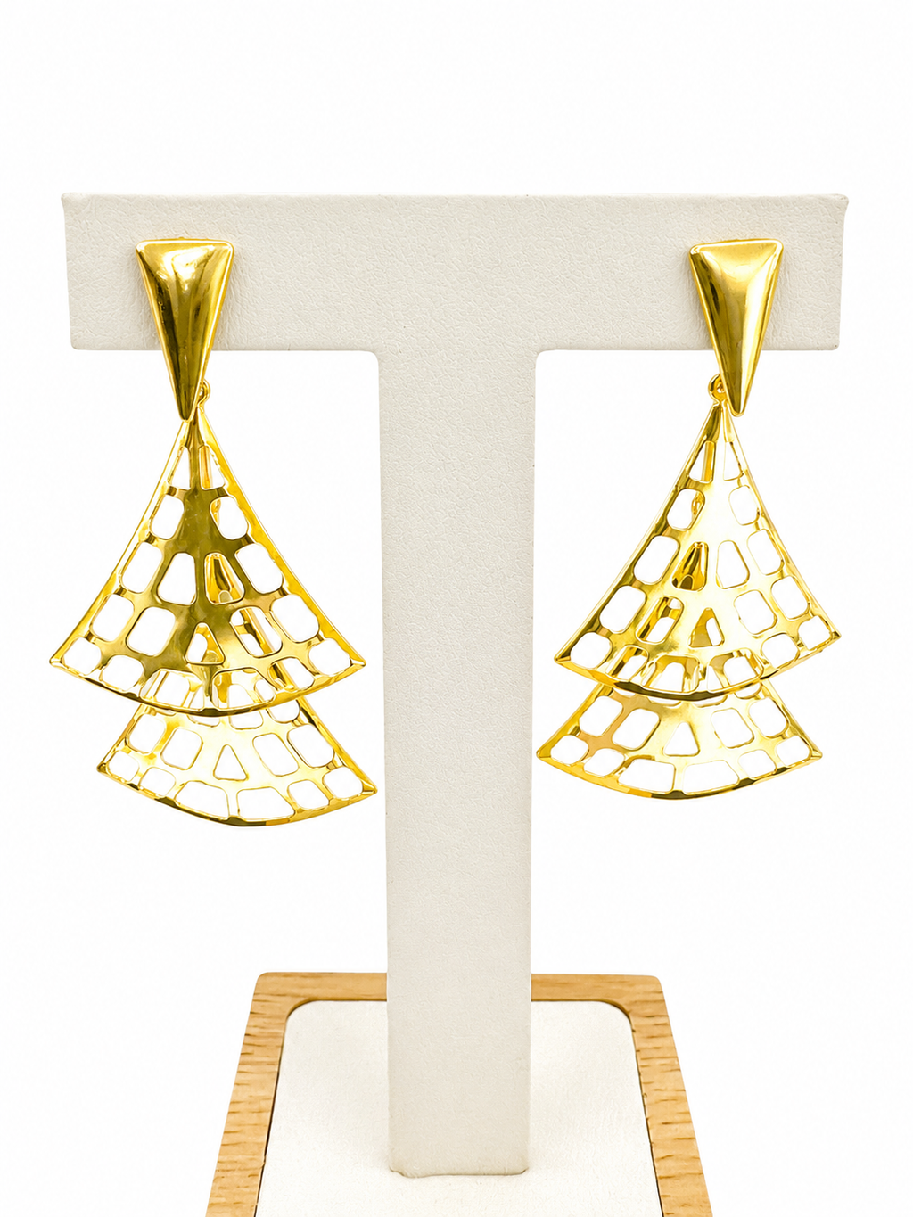 Aros Dorados Celeste dorado baño oro 18K Alenza