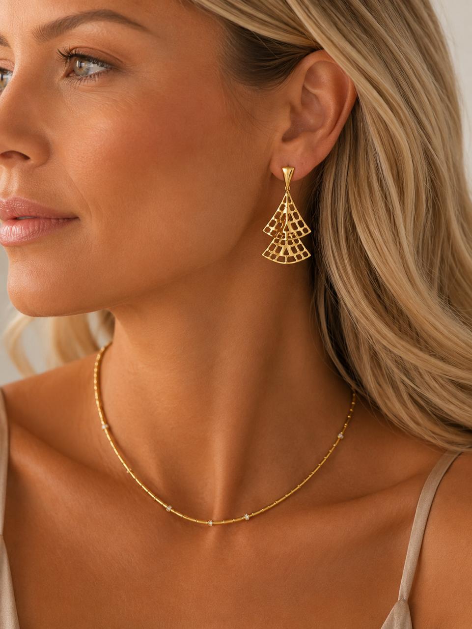 Aros Celeste con Baño de Oro 18K