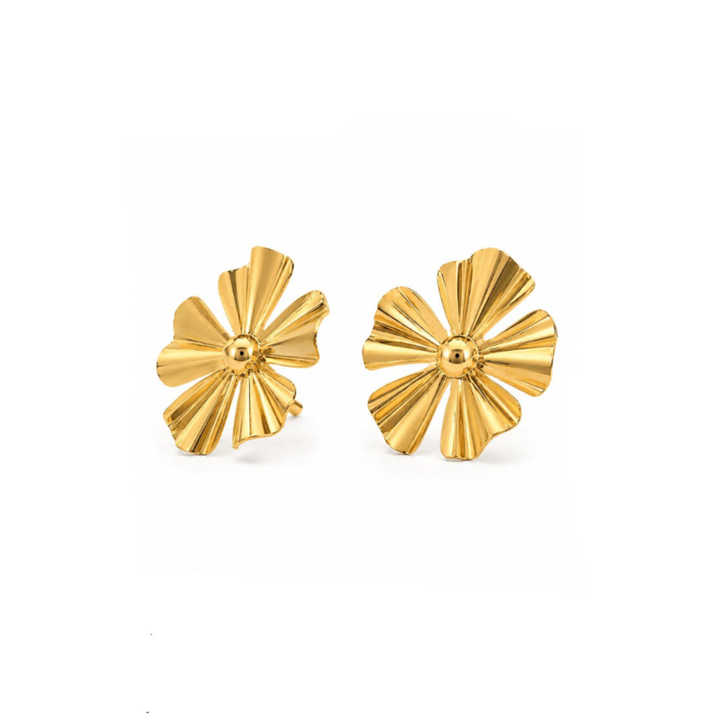 Aros Flor Aurea con Baño de Oro 18K.