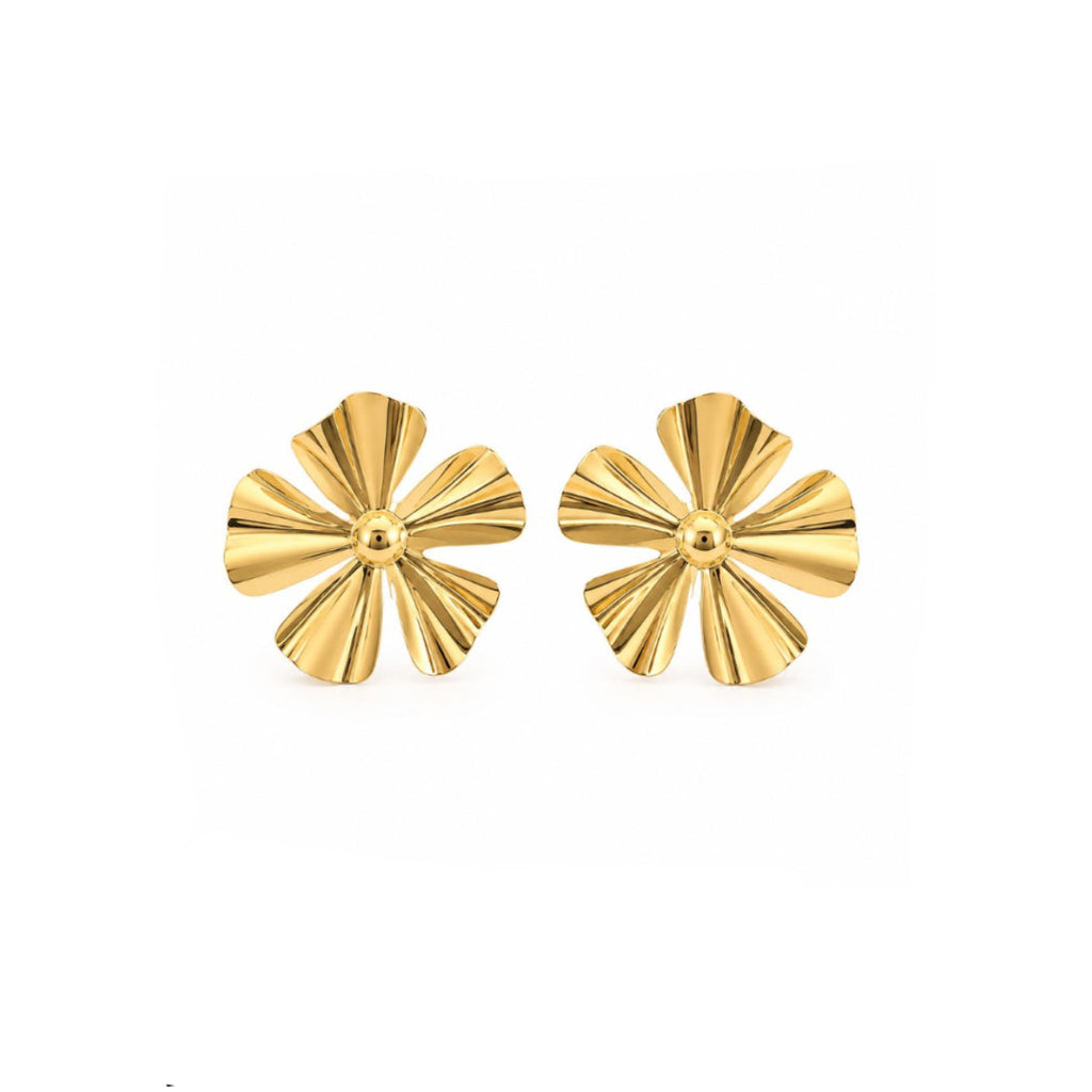 Aros Flor Aurea con Baño de Oro 18K.