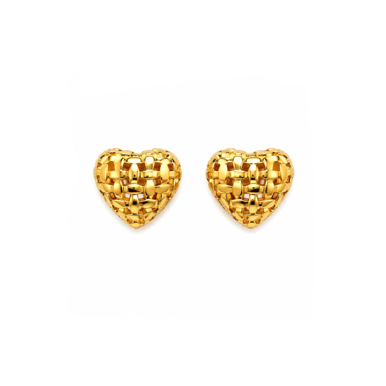 Aros Corazón Trenzado con Baño de Oro 18K.