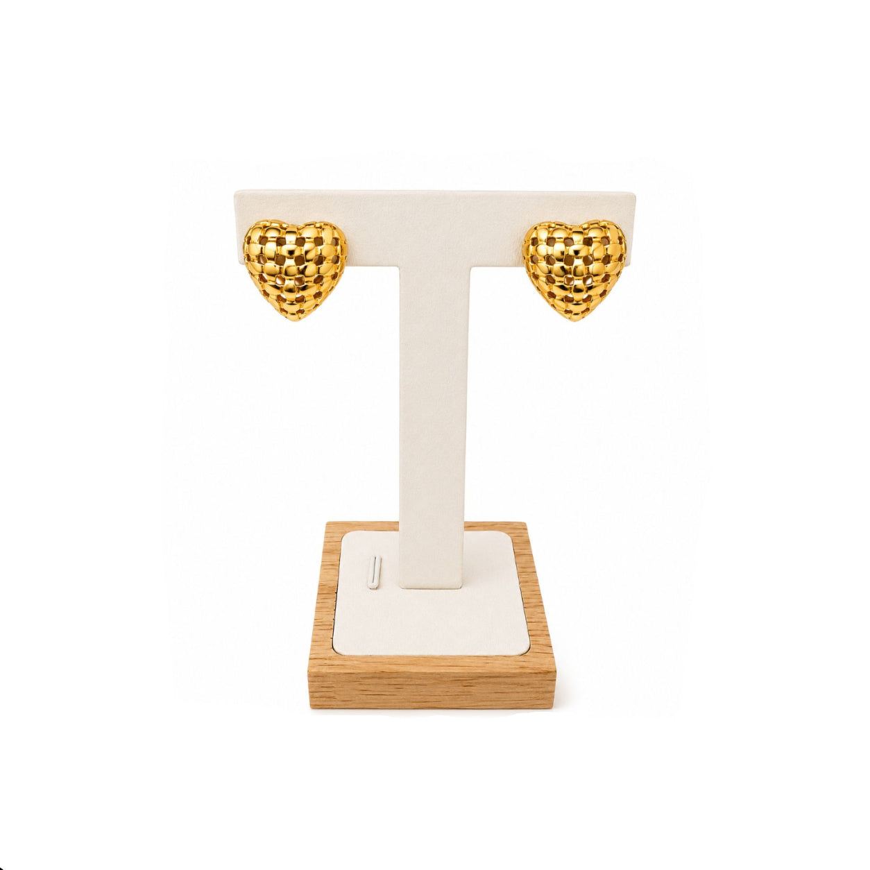 Aros Corazón Trenzado con Baño de Oro 18K.
