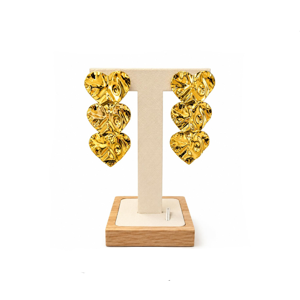 Aros Heart Cascade con Baño de Oro 18K.