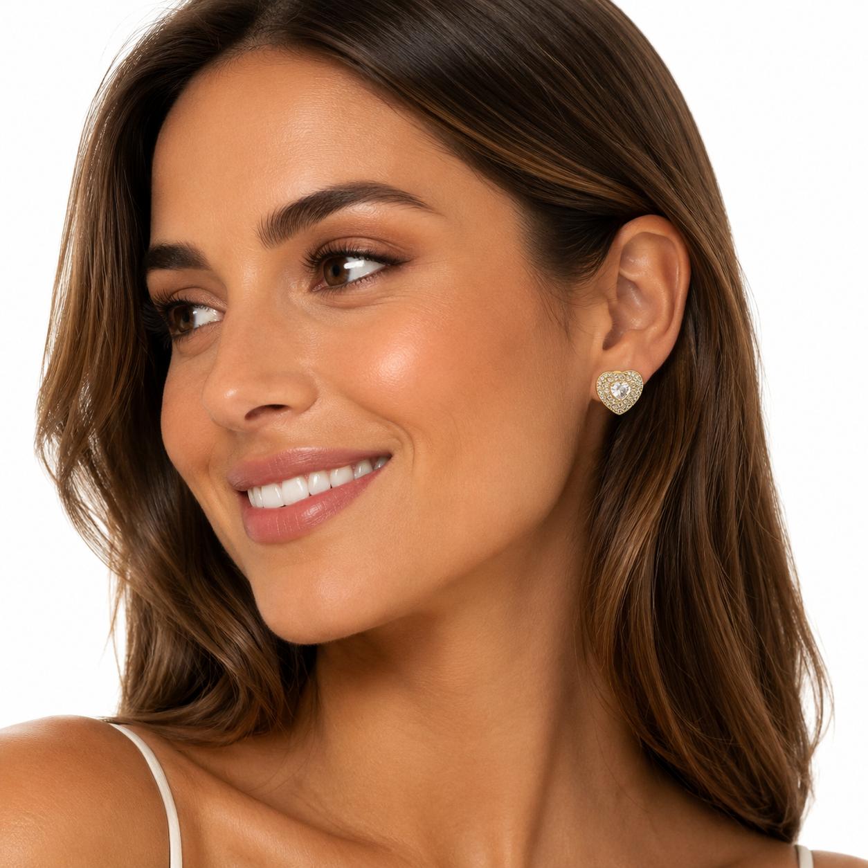 Aros Corazón Lumière con Baño de Oro 18K.